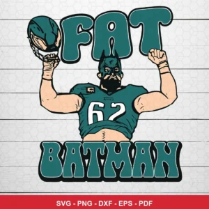 cartoon, comic book style with bold outlines and exaggerated muscular features Eagles player SVG for Cricut and Silhouette