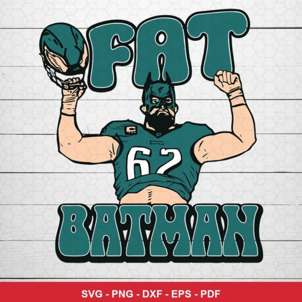 cartoon, comic book style with bold outlines and exaggerated muscular features Eagles player SVG for Cricut and Silhouette