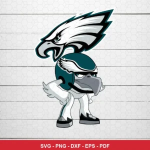 modern cartoon style with bold lines and simplified shapes Eagles logo SVG for Cricut and Silhouette