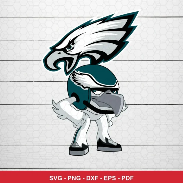 modern cartoon style with bold lines and simplified shapes Eagles logo SVG for Cricut and Silhouette