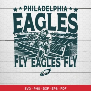 modern silhouette with bold typography and stadium background Eagles SVG for Cricut and Silhouette