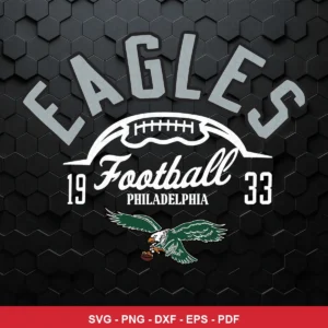 vintage, minimalist logo style Eagles logo SVG expressing team pride featuring text 'eagles' for Cricut and Silhouette
