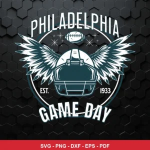 modern, clean, and minimalist with a focus on bold lines and symmetry Eagles helmet SVG for Cricut and Silhouette