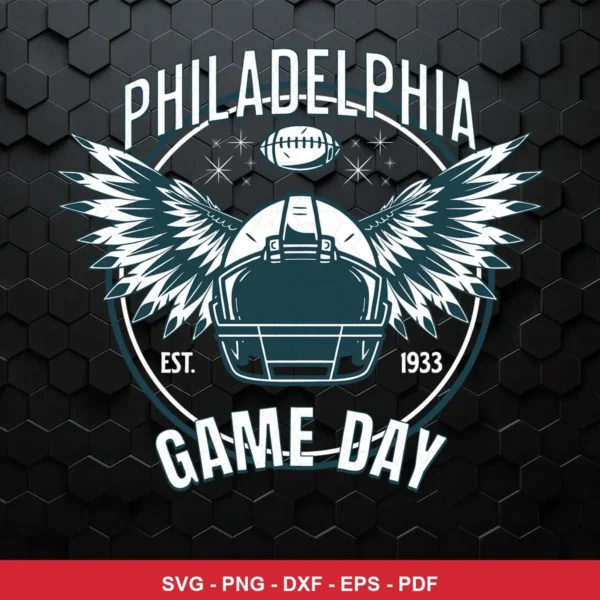 modern, clean, and minimalist with a focus on bold lines and symmetry Eagles helmet SVG for Cricut and Silhouette