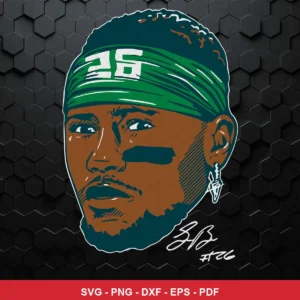 modern vector portrait with stylized graphic elements Eagles player SVG for Cricut and Silhouette