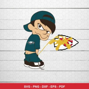 cartoon, caricature style with bold outlines and flat colors Eagles logo SVG for Cricut and Silhouette