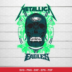 modern, edgy, heavy metal inspired Eagles skull SVG expressing team pride and toughness for Cricut and Silhouette