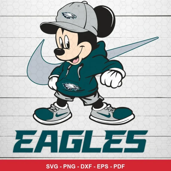 modern cartoon style with clean lines and bold colors Eagles SVG expressing team pride and fandom for Cricut and Silhouette