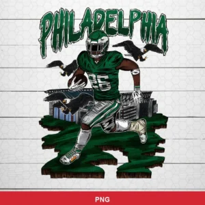 modern cartoon style with detailed line work and dynamic action pose Eagles player SVG for Cricut and Silhouette