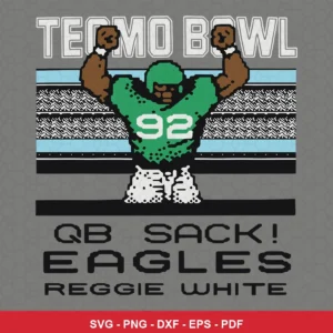 retro 8-bit video game style inspired by Tecmo Bowl, pixelated cartoon Eagles player SVG for Cricut and Silhouette