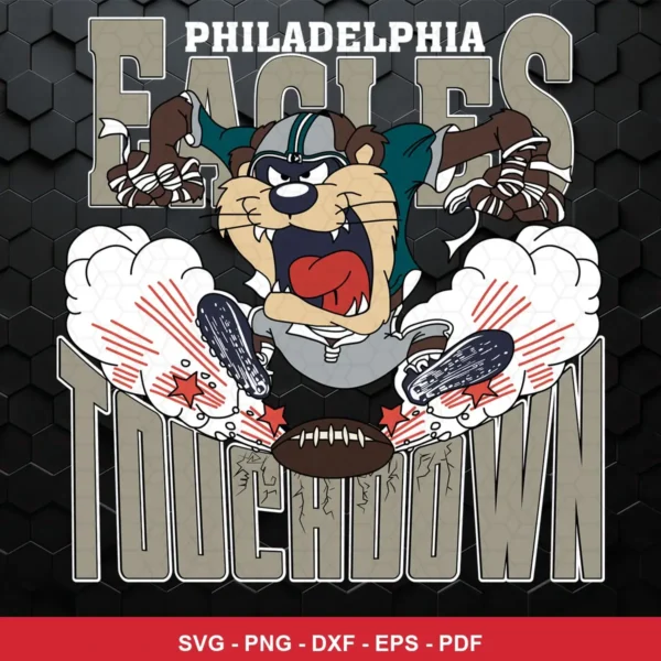 cartoon, modern sports mascot style with dynamic action lines Eagles SVG for Cricut and Silhouette