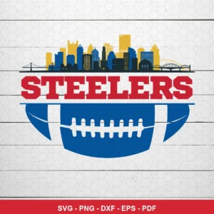 modern minimalist with city skyline and football elements Steelers SVG expressing team pride for Cricut and Silhouette