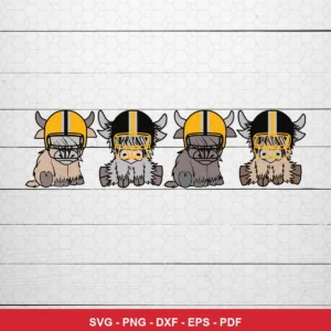 cute cartoon style with simple line art and flat colors Steelers helmet SVG expressing neutral/cute for Cricut and Silhouette