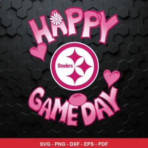 modern cartoon style with playful, bold typography and bright pink color scheme Steelers SVG for Cricut and Silhouette