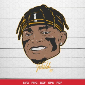 modern cartoon portrait with clean vector lines and minimal background Steelers player SVG for Cricut and Silhouette