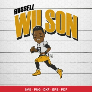 modern cartoon caricature with bold typography Steelers player SVG expressing celebration/pride for Cricut and Silhouette