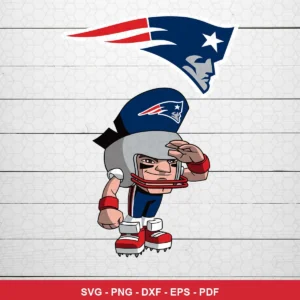 modern cartoon style with bold lines and simplified character design Patriots SVG for Cricut and Silhouette