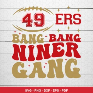 bold, vintage-inspired cartoon style with playful typography 49ers player SVG for Cricut and Silhouette