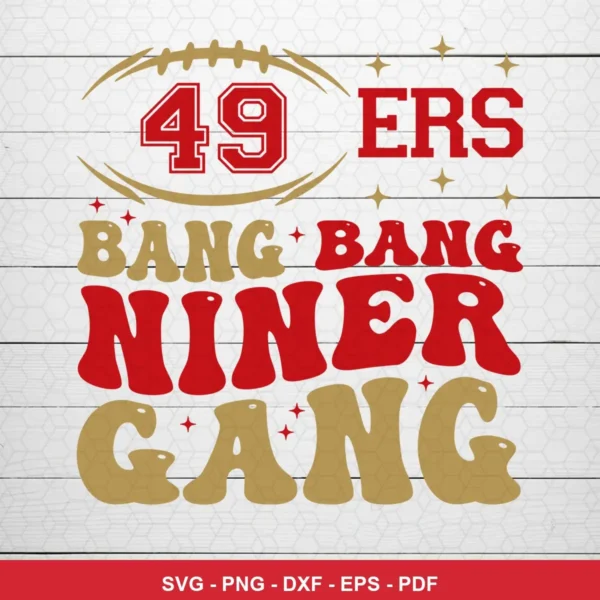 bold, vintage-inspired cartoon style with playful typography 49ers player SVG for Cricut and Silhouette