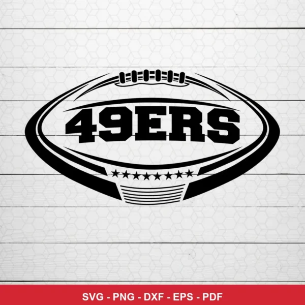 minimalist, modern, monochrome silhouette 49ers logo SVG expressing neutral, team pride for Cricut and Silhouette