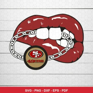 modern cartoon style with bold, clean lines and vibrant colors 49ers logo SVG for Cricut and Silhouette