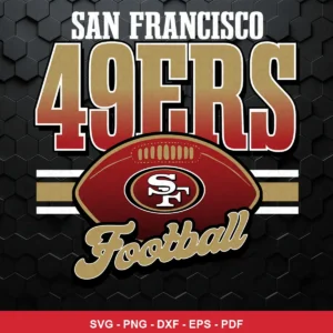 modern, clean sports logo style with bold typography and a football graphic 49ers logo SVG for Cricut and Silhouette