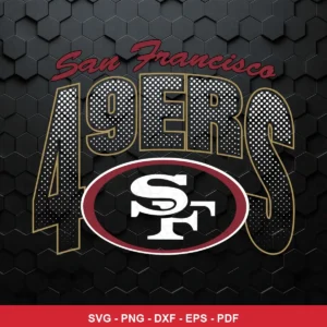 modern with bold typography and hexagonal textured background 49ers logo SVG expressing team pride for Cricut and Silhouette