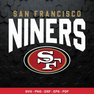 modern, clean, and bold with a hexagonal textured background 49ers logo SVG for Cricut and Silhouette