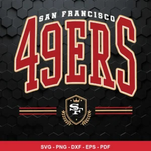modern, clean, and bold with a hexagonal textured background 49ers logo SVG for Cricut and Silhouette