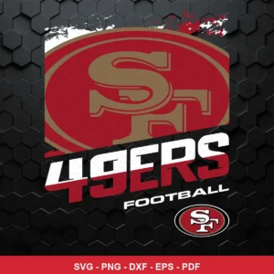 modern, sleek with hexagonal pattern background and bold typography 49ers logo SVG for Cricut and Silhouette