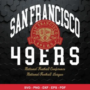 modern vintage collegiate style with bold typography and emblematic logo 49ers logo SVG for Cricut and Silhouette