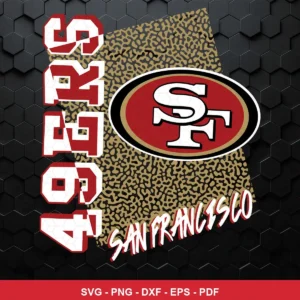 modern with bold typography and animal print pattern 49ers logo SVG expressing team pride for Cricut and Silhouette