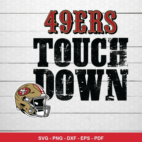 modern vintage with distressed typography and clean sports graphic elements 49ers player SVG for Cricut and Silhouette