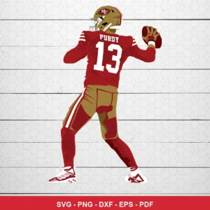 modern vector illustration with clean lines and flat colors 49ers player SVG for Cricut and Silhouette