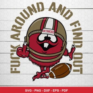 cartoon, modern with vintage football elements 49ers player SVG expressing irreverence, humor for Cricut and Silhouette