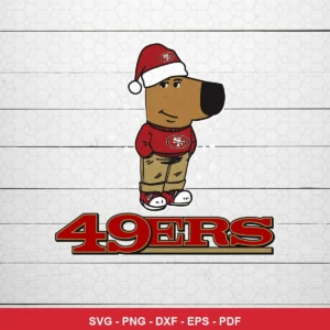 cartoon, modern, clean vector style 49ers player SVG expressing team pride and festive cheer for Cricut and Silhouette