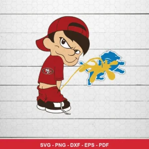 cartoon, modern, humorous 49ers logo SVG expressing mockery and dominance for Cricut and Silhouette