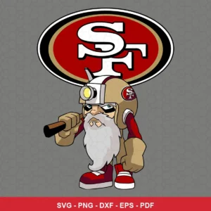 modern cartoon style with bold outlines and vibrant colors 49ers player SVG expressing team pride for Cricut and Silhouette