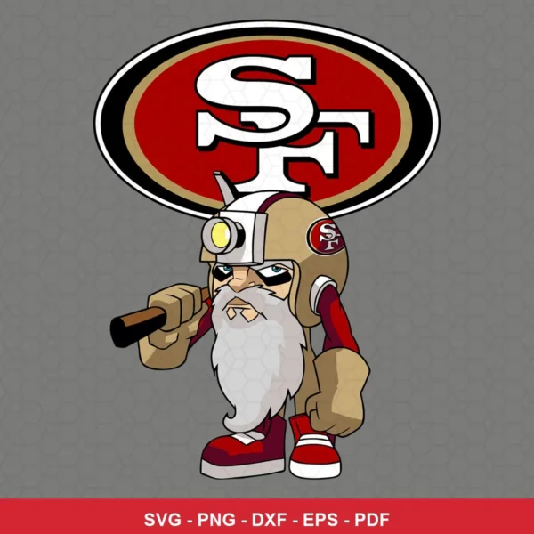 modern cartoon style with bold outlines and vibrant colors 49ers player SVG expressing team pride for Cricut and Silhouette