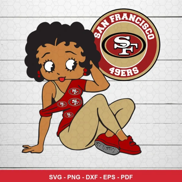 cartoon, vintage-inspired with a playful and cheerful aesthetic 49ers logo SVG for Cricut and Silhouette