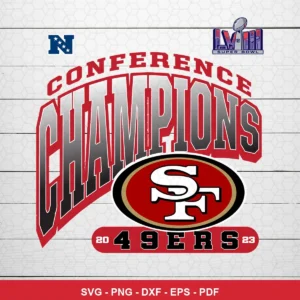 modern sports championship graphic with bold typography and team logo 49ers player SVG for Cricut and Silhouette