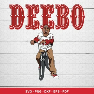 modern cartoon style with clean lines and bold colors 49ers player SVG for Cricut and Silhouette