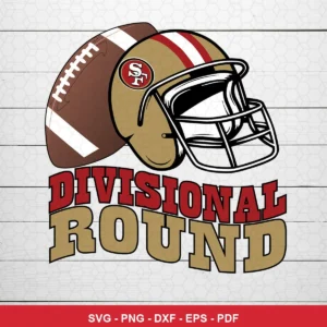 modern cartoon style with clean lines and bold typography 49ers helmet SVG featuring football for Cricut and Silhouette