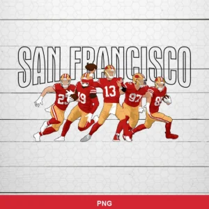 modern, clean vector art with dynamic player poses 49ers player SVG for Cricut and Silhouette