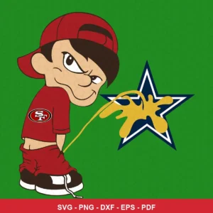 cartoon, modern digital illustration Cowboys player SVG expressing mockery for Cricut and Silhouette