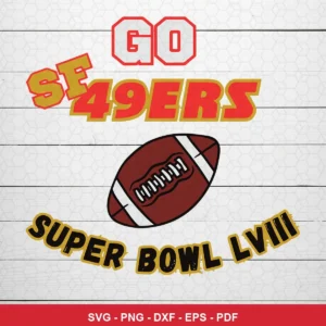 minimalist, text-focused with simple cartoon football element 49ers player SVG for Cricut and Silhouette