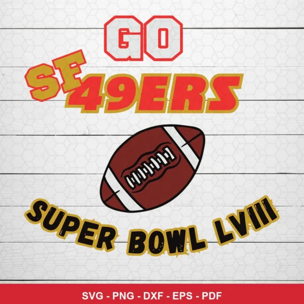 minimalist, text-focused with simple cartoon football element 49ers player SVG for Cricut and Silhouette