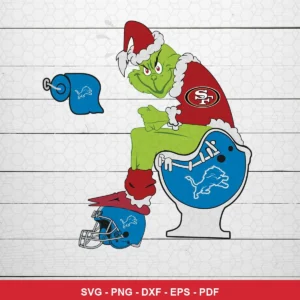 cartoon, humorous, modern digital illustration 49ers Grinch SVG expressing mockery and dominance for Cricut and Silhouette