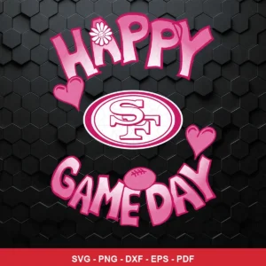 modern cartoon style with playful and cute elements 49ers player SVG expressing positive celebration for cutting machines