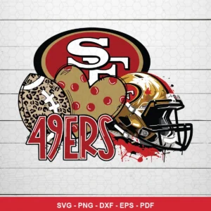 modern cartoon style with bold outlines and vibrant colors 49ers logo SVG for Cricut and Silhouette